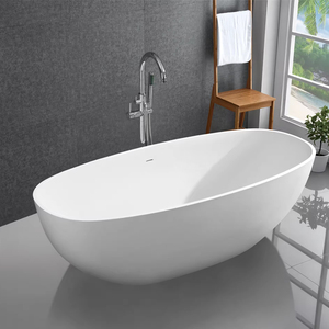 Bañera independiente tradicional Acrílico Superficie sólida Ecológico Hotel Lujo Piedra artificial Apartamento Ducha Bañera Escurridor - Product Image 3