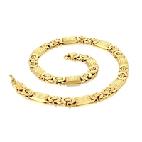 Breite, handgeflochtene, byzantinische Herren-Goldkette aus wasserdichtem, anlaufgeschütztem Edelstahl – Armband und Halskette