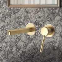 Robinet mitigeur mural moderne en laiton brossé doré non laqué avec valve en céramique, à poignée unique, pour lavabo de salle de bain, maison, centre commercial