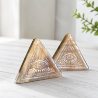 En gros, Artisanat en cristal sculpté en pierre de lune naturelle, motif triangle et œil protecteur, Pierres de guérison, Amulette en pierre de lune, Décoration, Cadeau
