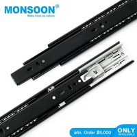 Glissières de tiroir de cuisine télescopiques robustes en fer, 22 pouces, 45 mm, à extension complète, avec roulement à billes hydraulique et fermeture amortie