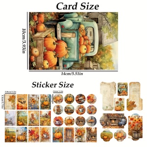 JAI IMAN 24 cartes et 36 autocollants DIY Automne Ensemble de cartes d'<span class=keywords><strong>ephemera</strong></span> inscriptibles pour les fournitures de scrapbooking - Product Image 2