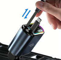 Câble rétractable rapide 120W 4 en 1 multifonctionnel avec écran numérique, nouvel adaptateur de charge rapide, chargeur de voiture