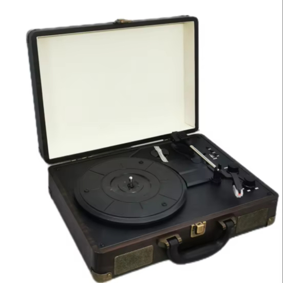 Portable Briefcase Design Multiple Wireless USB Modern Retro Gramophone Vinyl Record Player