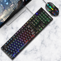 Clavier et souris de jeu lumineux pour PC, clavier mécanique LED 104 touches, combo pour joueurs