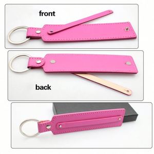 Custom Luxury PU Leather <b>Keychain</b> with Custom Logo Rhinestones Ornaments Metal Hard Enamel Accessories Durable Rectangular Shape - Product Image 5