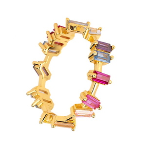 Bague ouverte ROXI Micro Pave avec zircon coloré, opale et pierre géométrique, motif étoile et œil, pour femme - Product Image 2