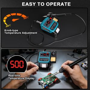 Station de soudage sans fil compatible avec les batteries Makita 18V LXT, dotée d'un <span class=keywords><strong>fer</strong></span> à <span class=keywords><strong>souder</strong></span> numérique LED de 90 <span class=keywords><strong>watts</strong></span> - Product Image 5