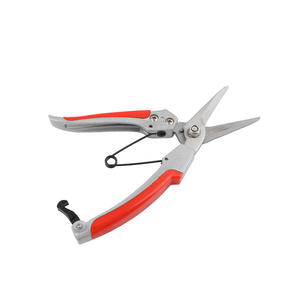 Tijeras de podar profesionales de acero inoxidable con cabezal recto, diseño de mariposa, mango de plástico rojo para ramas de 20-30 mm - Product Image 2