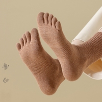 Chaussettes à cinq doigts pour femmes printemps été respirant mince coton solide absorbant la sueur mi-tube course sport chaussettes à bout fendu