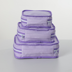 Set di 3 Borse Portaoggetti per Valigie, Organizzatori Pieghevoli per Bagagli, Cubi da Viaggio in Tessuto Seersucker - Product Image 2