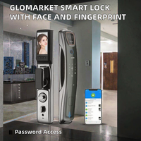 Serrure de porte intelligente - Reconnaissance faciale, mot de passe, clé, contrôle par application, compatible avec l'application Tuya, construction en alliage d'aluminium pour