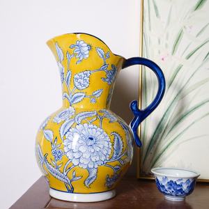 Tarro de porcelana Ailsun en forma de mano pintado amarillo Chinoiserie tarro de jengibre hermoso diseño de <span class=keywords><strong>Talavera</strong></span> para jarrón de mesa Art Deco - Product Image 2