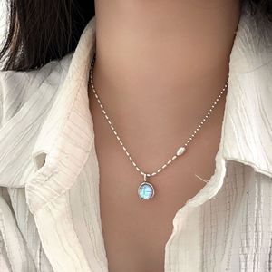 หยินรุ่ยไท่ S925 สร้อยคอเงินแท้ประดับมูนสโตน สร้อยคอแบบคลาวิเคิล สำหรับใส่ทุกวัน - Product Image 3