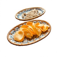 Panier à collation ovale en rotin tressé, style rétro et luxe léger, support de rangement pour assiettes, panier à fruits et desserts tressé, style Instagram