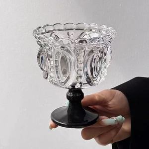 Tazza da Dessert alta in cristallo nero di lusso retrò luce di nicchia - Product Image 1