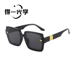 Square Oversized Frame <b>Sunglasses</b> For Women UV400 Protection Black PC Frame Type 3 Sunshades - Product Image 1