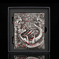 Dés à roulettes pliables en métal 7-en-1 Sliver Magic Book Dragon Spinner Relief pour Dungeons and Dragons
