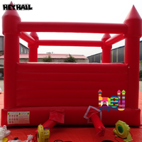 Château Gonflable Rouge avec Toboggan et Aire de Rebond pour Mariages, Fêtes en Jardin, Location Commerciale, Qualité Professionnelle, Logo Personnalisé
