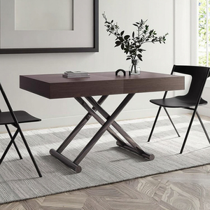 Panneau de table à manger <span class=keywords><strong>et</strong></span> de table basse en noyer noir extensible simple <span class=keywords><strong>et</strong></span> relevable moderne de luxe <span class=keywords><strong>cadre</strong></span> en métal de style bois pour la maison - Product Image 6