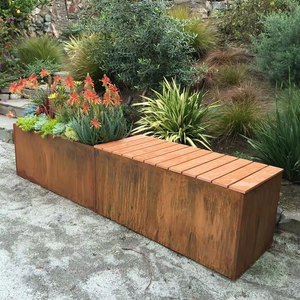 Jardinière et siège en acier Corten sur mesure, écologiques, pour mur de jardin domestique et usage extérieur d'hôtel - Vente en gros disponible - Product Image 5