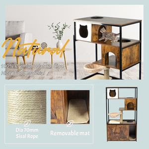 Houten Dierenhuis Moderne Kat Toren <span class=keywords><strong>Condo</strong></span> Met Kattenbak Behuizing Voor Indoor Kattenhuis Boom - Product Image 2