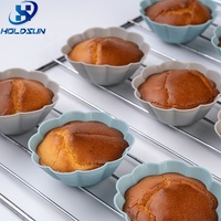 Moules à gâteau en silicone en forme de fleur, écologiques, couleur personnalisée, faciles à démouler, flexibles, pour la fabrication de fondant, de cupcakes et de puddings