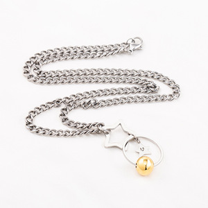 Collar con Colgante de Estrella, Acero Inoxidable, Joyería de Moda Unisex, Dije de Bola Dorada - Product Image 1