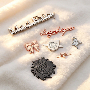 Own Design Custom Metal Brand Tags Engraved Metal <b>Name</b> <b>Plates</b> Private Sewable Labels for Apparel & Handbags - Product Image 3