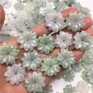 Wholesale Burmese Natural Real Green Sun Flower Jade Jadeite Pendant for Religious Jewelry Making