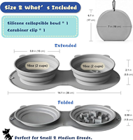 Bols pliables doubles en silicone légers pour chiens et chats avec design suspendu pour une alimentation lente, idéaux pour les voyages et l'extérieur
