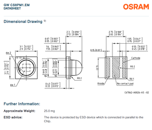OSLON 3030 LED haute puissance blanc naturel 4000K 350mA 2.85V 1.3A SMT 80 136lm/W 80 Angle de vision Garantie 3 ans - Product Image 6