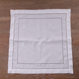 N027-18 Có Thể In Thêu Đám Cưới Giáng Sinh 18X18 "Khăn Ăn Trắng Ramie Bông Thêu Chấm Thang Hemstitch Khăn Ăn - Product Image 2