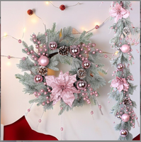 Nouvelle Guirlande de Glycine Artificielle 2026, Guirlande d'Hydrangeas pour Porte Intérieure, Décoration Maison et Mariage, Fleur Rose de Noël Faite à la Main de Luxe