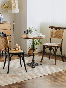 Sedia da pranzo classica BST in legno curvato con schienale in canna intrecciata a mano e seduta in paglia per Bistro e Caffetteria - Product Image 6