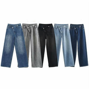 Guangzhou Kleidungs stück Herstellung koreanischen Stil Frauen Jeans Hosen Mid Waist Wide Leg Jeans Mujer La Calle - Product Image 2
