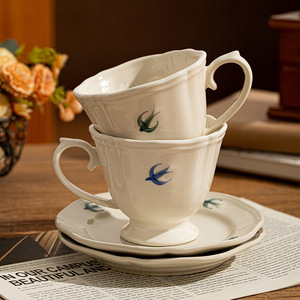 Japanese Style Tea Cup Set Hand-Painted Swallow Ceramic Coffee Cup and Saucer Set - Product Image 4