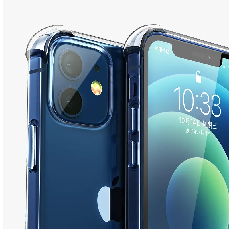 Capa de plástico transparente e fino para iphone, embalagem à prova de choque de cristal, amortecedor tpu para iphone 7 8p xr 12 13 14 pro max