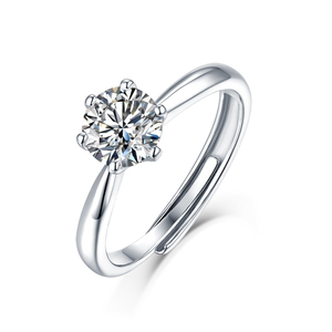 Anillo de Moissanita de Diseño Popular, <span class=keywords><strong>6</strong></span> Puntas, Plata de Ley 925, Color D Blanco VVS, Corte Redondo, para Mujer, Anillo de Boda - Product Image 1