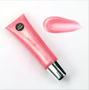 2023 cyclic utilization wholesale LOW MOQ Custom Label Vegan Clear Pink Glossy Plumping Shimmer Squeeze longlasting Lip Gloss