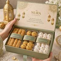 Boîte personnalisée pour dattes de Dubaï, emballage chocolat avec ruban, boîte à rabat avec séparateurs en papier pour bonbons et noix
