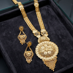ชุดสร้อยคอยาวทองชุบ 14K 18K 24K แฟชั่นขายส่ง ดีไซน์ลายดอกไม้ ชุดเครื่องประดับทองเหลืองชุบทอง - Product Image 5
