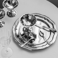 Assiette à dîner en acier inoxydable de luxe haut de gamme de style européen