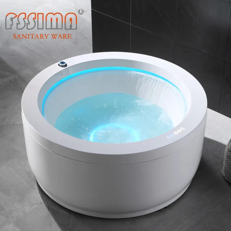 Runde förmigen freistehende silica spar material durable wasserfall massage whirlpool spa badewanne tragbare badewanne