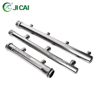 Collecteur de distribution d'eau haute pression en acier inoxydable poli SUS304 316L pour systèmes de chauffage par le sol avec contrôle de dérivation