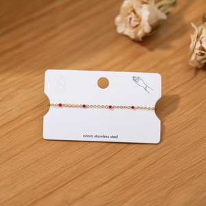 Angelina Stainless Steel <b>Bracelet</b> With <b>Red</b> Beads Minimalist Design Gold Plated For Women Fashion Jewelry Gift - Product Image 2