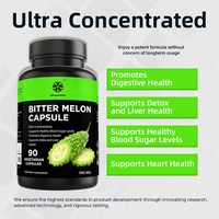 Capsules de melon amer 500mg en gros, prix usine, marque privée, pour le soutien naturel du taux de sucre dans le sang et le contrôle du glucose