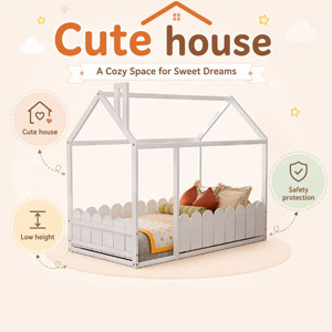 Modern Farmhouse Style Wood Kids Bedroom House <b>Bed</b> Literas Para Ninos Solid wood Floor <b>Bed</b> - Product Image 4