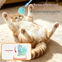 Jouet électrique écologique pour chat, lanceur automatique de plumes et de balles rétractable, alimenté par USB, en matériau ABS, pour chats et chiens