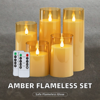 5 bougies LED sans flamme ambre scintillantes, fonctionnant sur piles, avec télécommande et minuterie, pour la décoration de la maison et les mariages